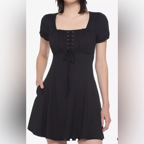 Hot Topic Black Empire Gothic Scene Peasant Dress - Picture 1 of 8